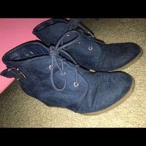 Blue Wedge Boots